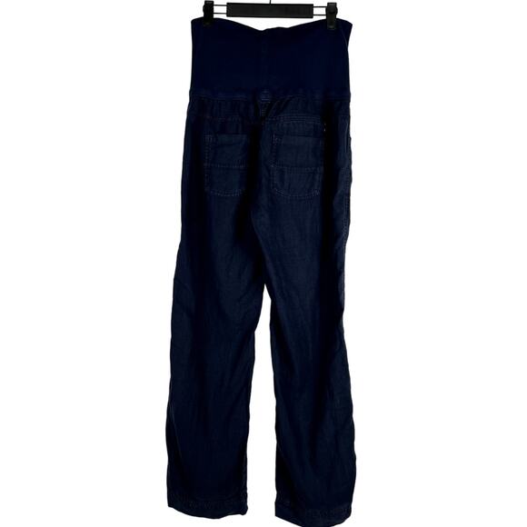 Athleta Maternity Women size 6 100% Linen Pants Navy Comfort Summer Pregnancy - Picture 3 of 7